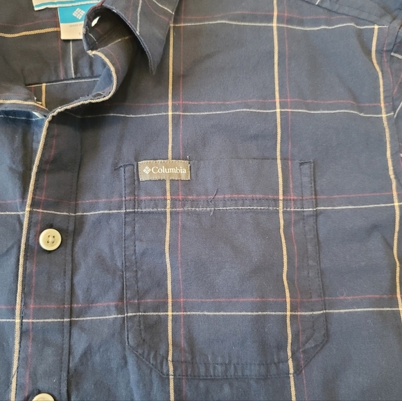 Columbia Blue Plaid Button Down Shirt Long Sleeve Front Pocket Men's Size large - Picture 3 of 4